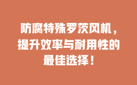 防腐特殊罗茨风机,提升效率与耐用性的最佳选择! 一